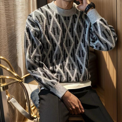 Diamond woven texture sweater